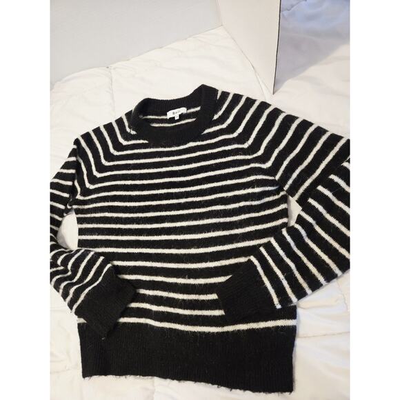BOII Alpaca Wool Blend S M Sweater Stripes Black White Knit Preppy Fairy - Picture 1 of 6